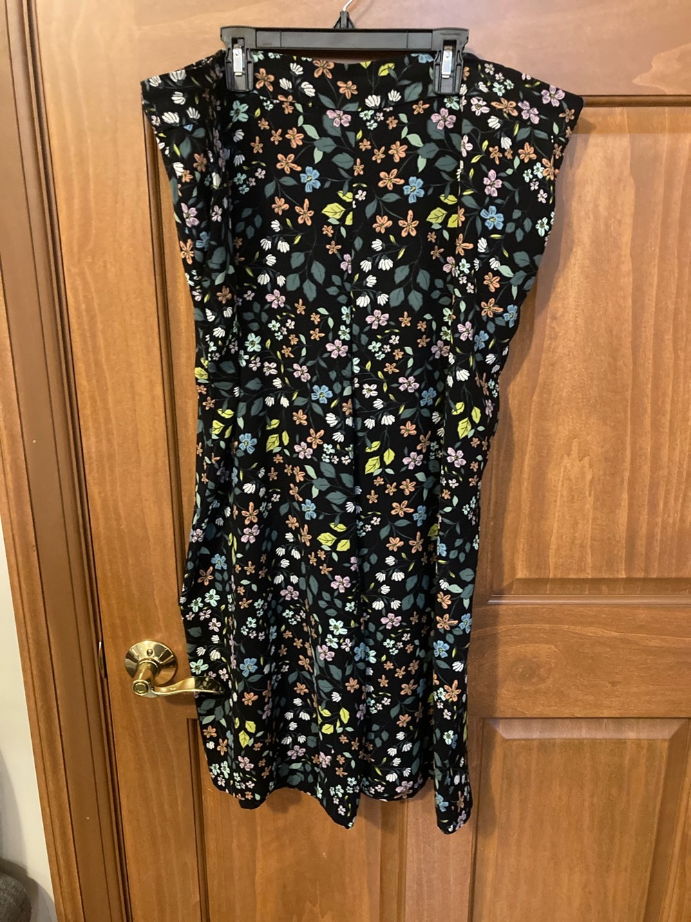 LOFT Black Wide-Leg Jumpsuit with Multicolor Floral Print